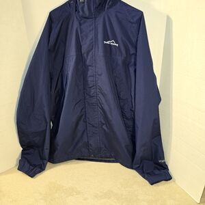 EDDIE BAUER Men's Navy Blue WeatherEdge Windbreaker Jacket size TL